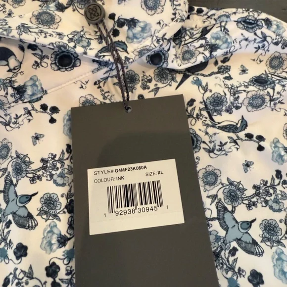 G/Fore Men's XL Ink Botanic Garden Tech Jersey Polo MSRP $120 - Picture 7 of 8